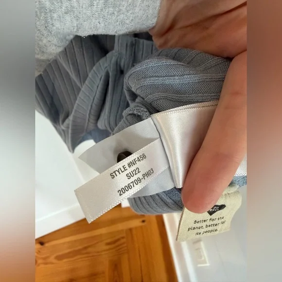 Madewell Ribbed Button Front Crop Tank Large Terrace Blue - Picture 8 of 10